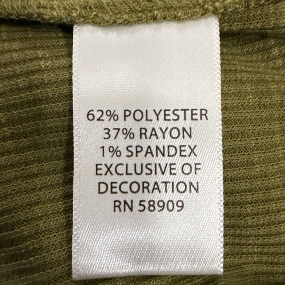 NWT Westbound S Small Olive Green Embroidered Ribbed Knit 3/4 Sleeve Peasant Top - Picture 10 of 10